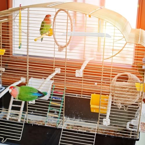 Image of balacoo Bird Tray Platform Rectangular Parakeet Platform Metal Bird Cage Perch for Parakeets Cockatiels Canaries Small Birds 9.84 X 3.93 X 3.14 in 2 Pack