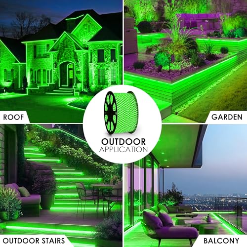 Image of Gesto 3 Meter Rope LED Strip Lights | 120 LED /Mtr Waterproof Outdoor Lights for Balcony, Home Decor, Cove Light for False Ceiling | Flexible, Cuttable Strip Light for Diwali Decoration - Green