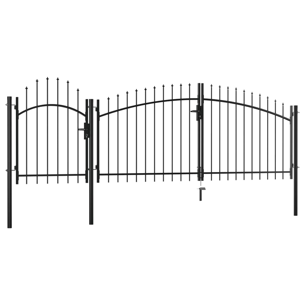 Homgoday Cancello da Giardino in Acciaio 1,75x4 m Nero, Arredo Cancello per Giardino, Cancello per Recinzione da Esterno, Porta Staccionata Pedonale Barriera per Cortilev