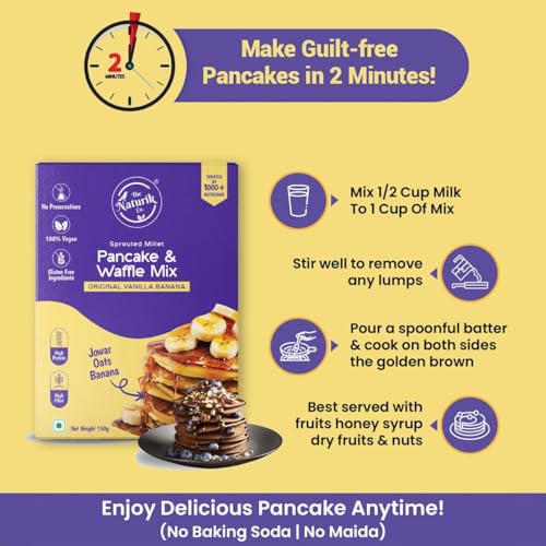 Image of The Naturik Co. Millet Vanilla Pancake & Waffle Mix 150g | No Maida | No Sugar | Made with Jaggery | Millets Powered | Ready in 2 Minutes | No Preservatives | High Protein & Fiber | As Seen On Shark Tank |