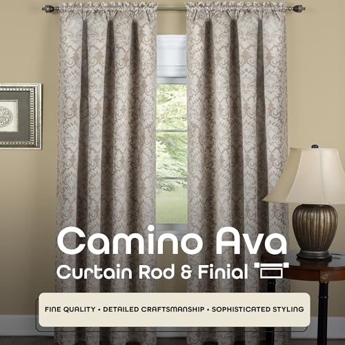 Image of Decorative Window Curtain Rods with Finials, 66 to 120 Inches, 0.75 Diameter - Camino Ava - Lightweight & Easy to Install, Adjusts Telescopically to Fit Any Window by Achim Home Decor