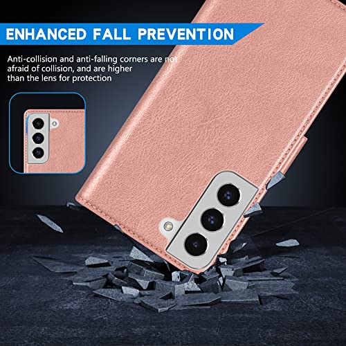 ZZXX for Galaxy S22 Plus Wallet Case Magnetic Closure 6.6 inch,Rose Gold - image 7