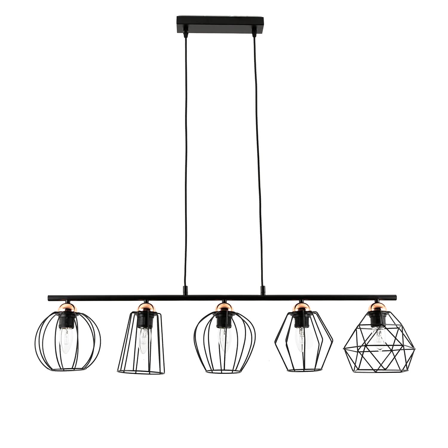 Licht-Erlebnisse 5-flammige Pendelleuchte Rustic 3 In Messing & Nussholz – Dimmbar, 700 Mm