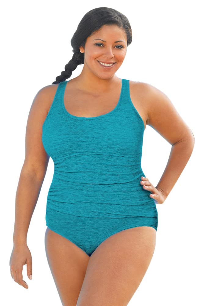 Krinkle Shirred Plus Size One Piece Chlorine Resistant Swimsuit
