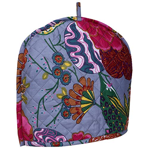 Image of Paisley Print Decorative Tea Cosy Vintage Rose Pink Creative Printed Cotton Tea Cozy Indian Ethnic Tea Cozies Floral Hand Block Printed Kettle Cover (Grey), EKVTEA2326, 38 X 30 CMs