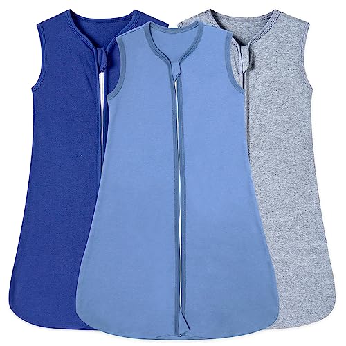 Image of babytino Baby Sleep Sack 2-Way Zipper Baby Wearable Blanket 100% Cotton Cozy&Breathable Baby Sleeping Bag 3 Pack