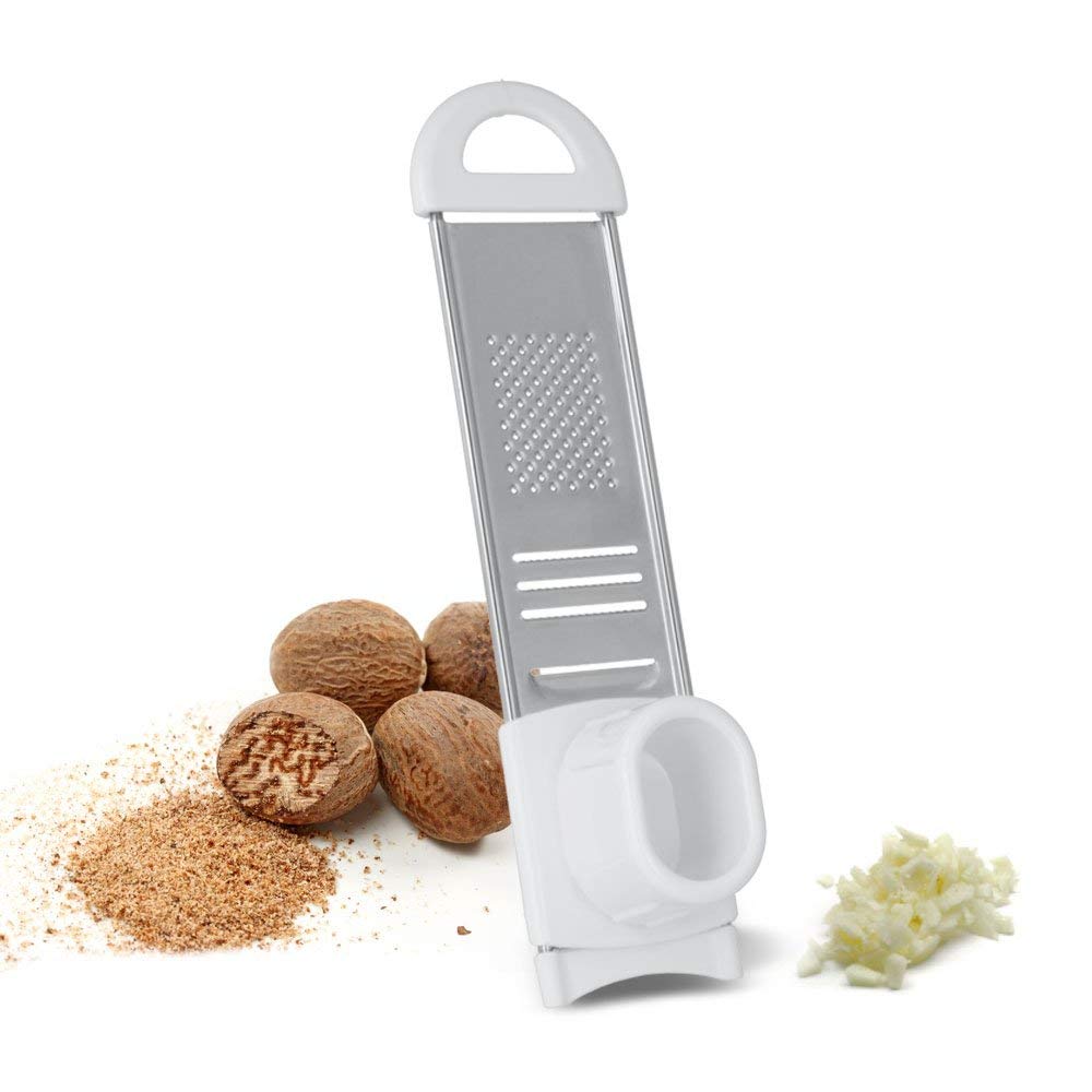 Metaltex "Duetto Stainless Steel Nutmeg Grater/Garlic Cutter, Silver