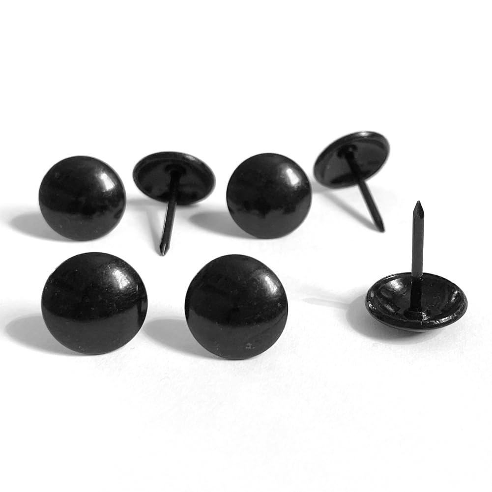 Let's Decorate 100PCS D13mm/0.5" Upholstery Tacks Black, Decorative Tacks for Sofa Couch, Furniture Metal Thumb Tacks, Home DIY Decorative Nail Heads Nails (13mm Black)