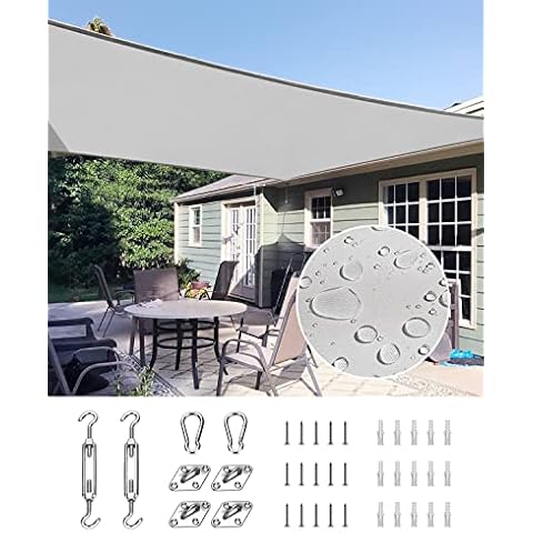 Quictent 20X16ft Waterproof Shade Sails Polyester Fabric Grey Cover