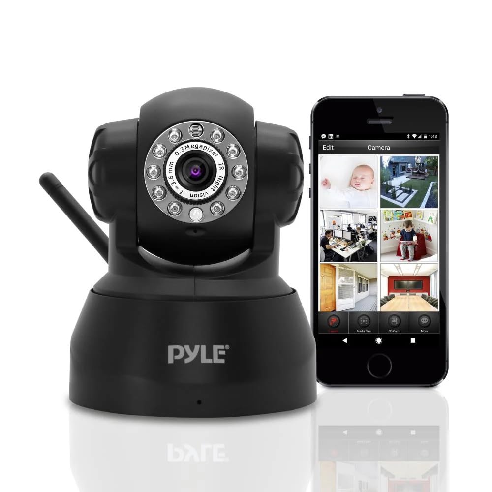 Pyle Smart Digital IP Camera System - HD Wireless Indoor Surveillance with Wi-Fi, Remote Control via PC/Smartphone, PTZ Pan Tilt Network Surveillance, Motion Detection, Video Capture and Recording