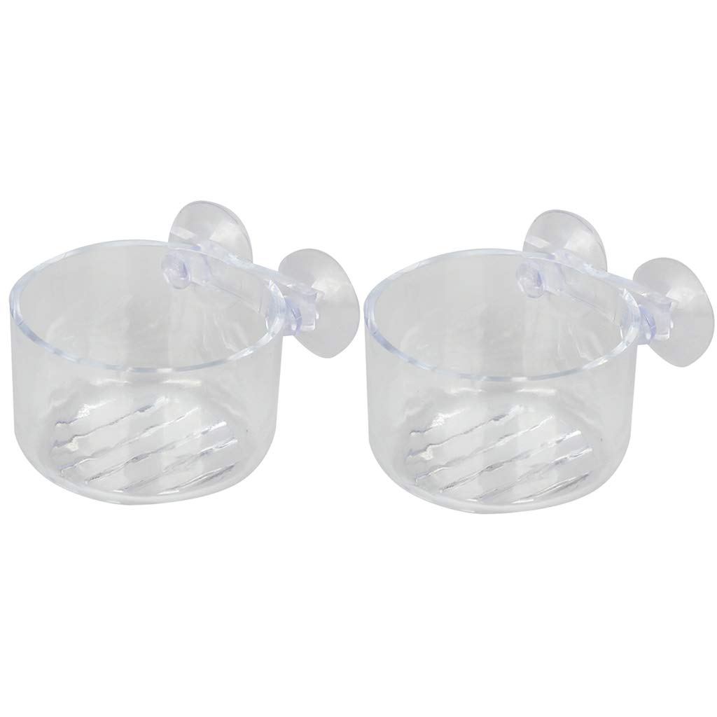 NIHENHAO 2 Packs Aquarium Live Worm Feeder Shrimp Fish Food Feeding Cups Small Clear Acrylic Cup with Suction Cup Acrylic