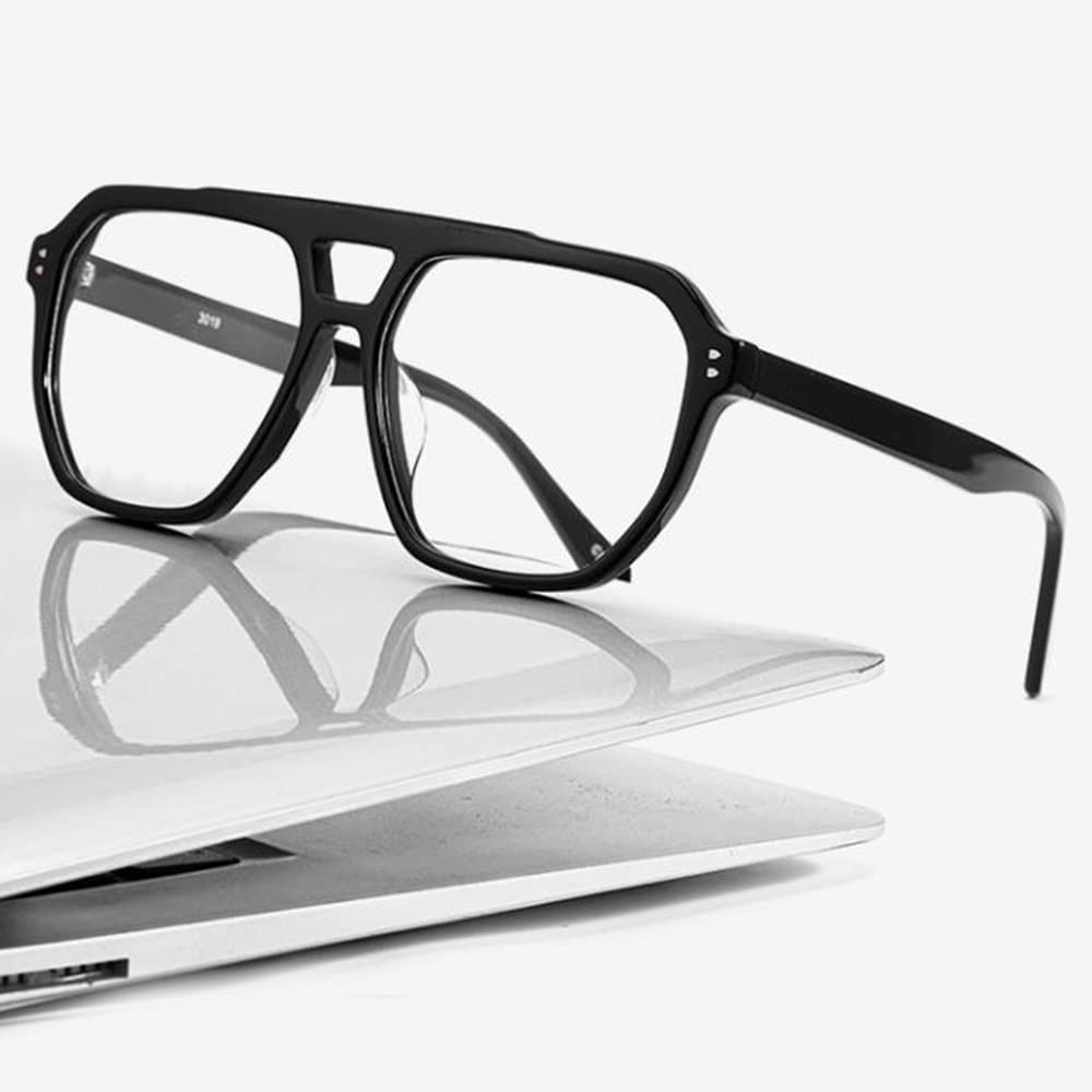 XUAN Herren Und Damen Lesebrille Groß Brille Mode Lesebrille Mit Sehstärke Schwarz/Grau Großer Rahmen Brillen Lesehilfe Sehhilfe Für Presbyopie (Color : Black, Size : +2.0)