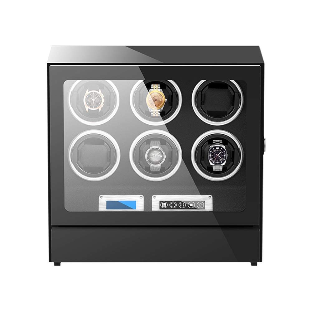 Uhrenbewegerbox für Automatikuhren mit LED-Hintergrundbeleuchtung und LCD-Display, leiser Motor, 5 Rotationsmodi, Selbstaufzug，