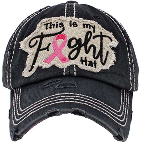 Image of Pink Ribbon Breast Cancer Awareness Fight Hope Vintage Baseball Cap Hat Women Cotton Adjustable