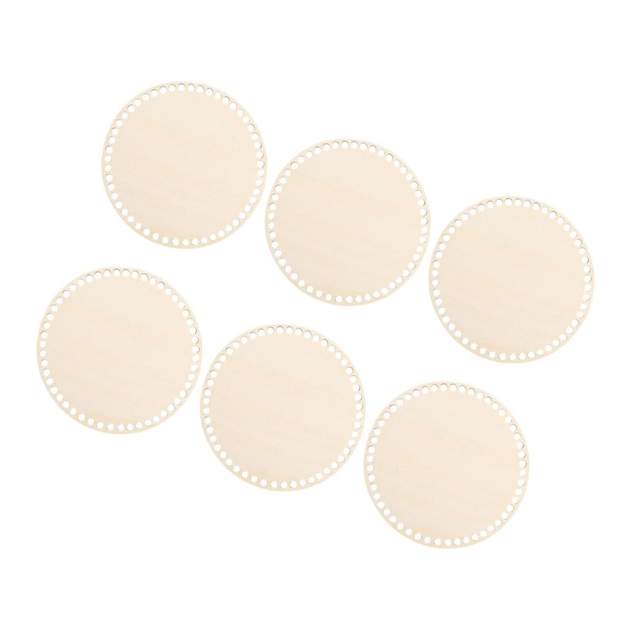 Beatifufu 6Pcs Round Crochet Basket Wood Blank for Weaving Durable Wood Bases with Hole for Crafting Crochet Bags for Bag Making Projects