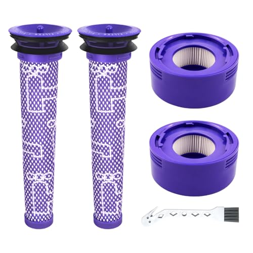 4 Pack Vacuum Filter Replacement Kit for Dyson V7, V8 Animal, V8 Absolute, SV10, SV11 Cordless Vacuum Cleaners, 2 Pre Filter, 2 Post Filter, Replaces part No. 965661-01 & 967478-01 Huxowni