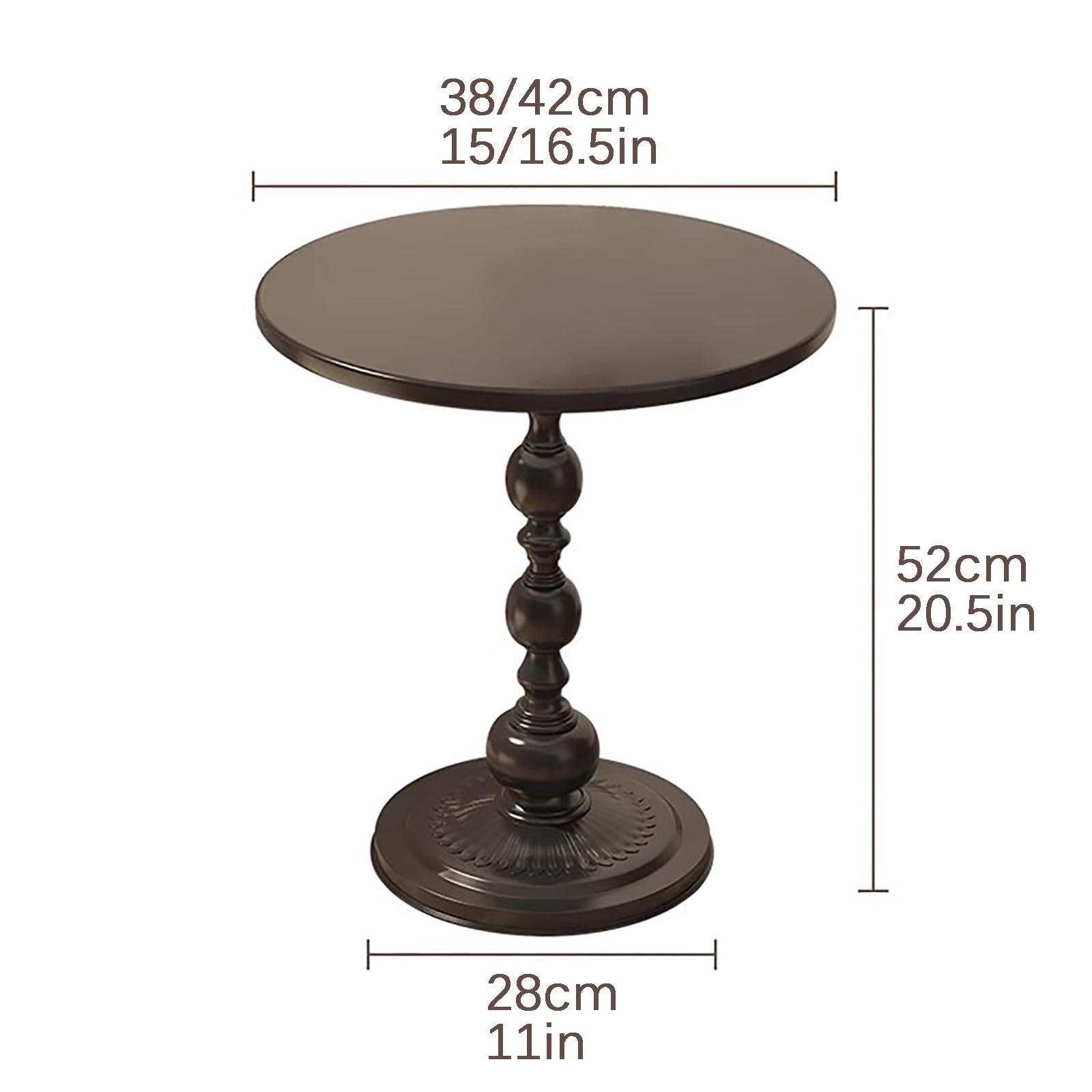 Tavolino in Metallo, Comodino Rotondo Vintage, Tavolino in Accento Nero Opaco, Tavolino da Bar, per Soggiorno, Caffetteria, Ufficio Domestico e Camera da Letto ( Color : Wit , Size : 42cm/16.5in