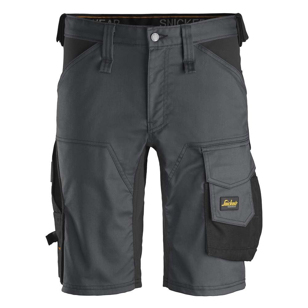 Snickers Workwear AllroundWork Elastische Shorts Grau Stahl Schwarz Größe 54, Nicht zutreffend