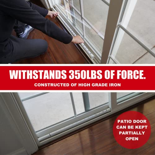SECURITYMAN Adjustable Door Security Bar - Constructed of High Grade Iron - Great for Apartment Security or Home Protection Door Stoppers -(22.25” - 43.7” for Doors) (22.25” - 39.25” for Patio), White