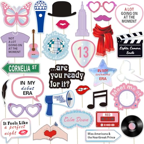31pcs Party Photo Booth Props Signs for Backdrop and Selfie Station Bachelorette Backdrop Concert Birthday Party Photo Booth Birthday Background Decorations