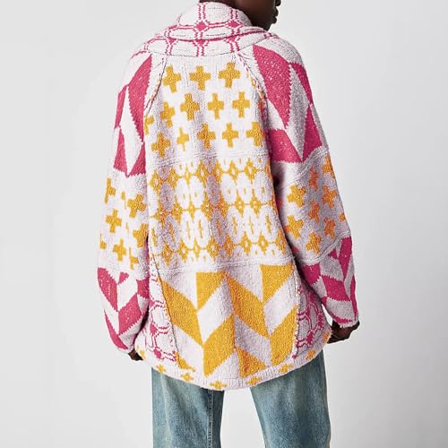 Image of Cardigan Sweaters for Women Button Down Shawl Collar Oversized Sweater Coats Y2k Print Cardigans Fall Fashion