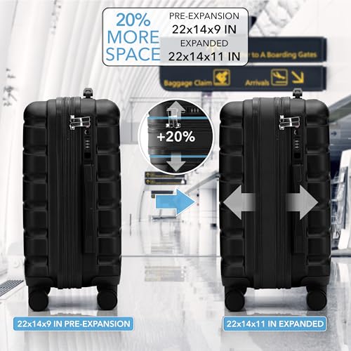 Flight Knight Carry On Suitcase 22x14x9 Hardside Built In TSA Lock & USB Port の商品画像 4