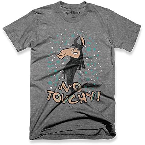 Superluxe Clothing No Touchy Mens Womens Unisex Emperor Kuzco Funny Social Distancing 90s Llama T-Shirt, Deep Heather Grey, 2X-Large Cover