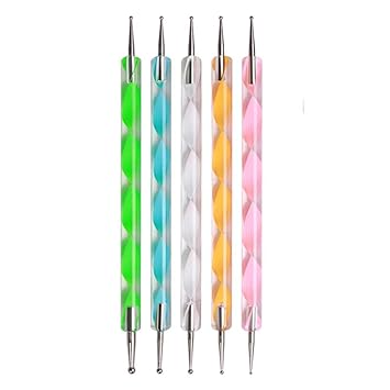 HUDA NAILS Beauty Professional 5Pcs 2 Way Usable Marbleizing Nail Art Dotting Pen tool Kit For Girls, For Nails Art, Mandala Art, Decoration, Stamping