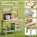 ROBUD Mud Kitchen for Kids Outdoor, Solid Wood Outdoor Play Kitchen, Green Kids Mud Kitchen with Barbecue Grill， Removable Sink & Faucet, Monteeori Toys for Children Ages 3+, WH003