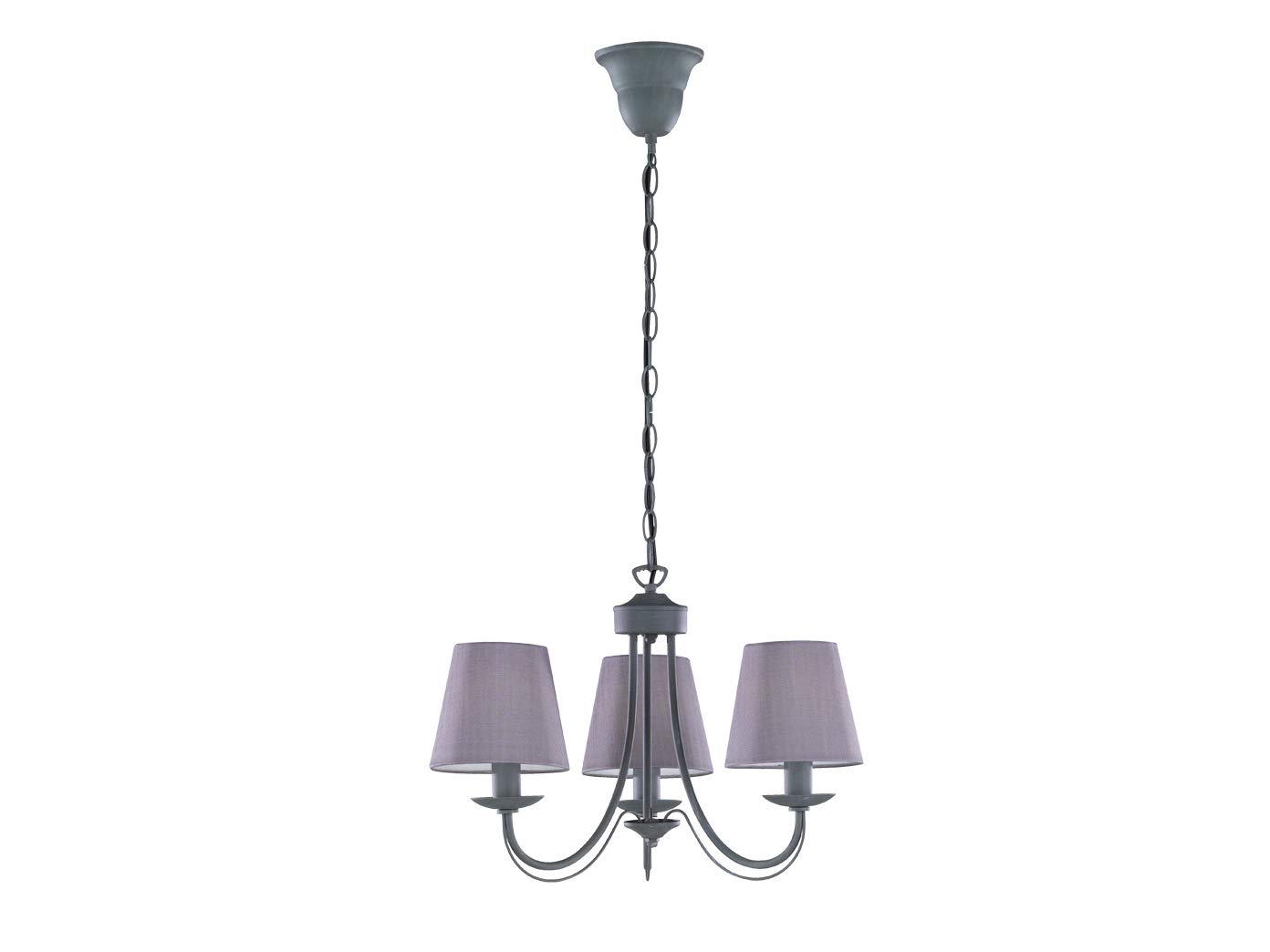 Trio Leuchten Kronleuchter 110600378 Cortez, Metall grau, Stoffschirm grau, exkl. 3 x E14, 47 x 47 x 150 cm