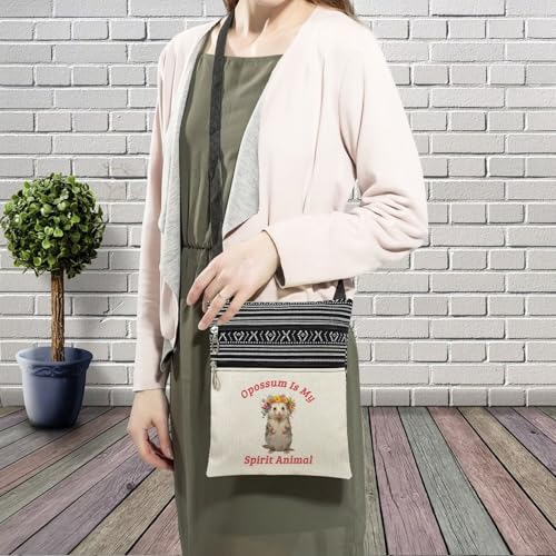 Spirit Animal Opossum Messenger Bag Small Ethnic Pattern Printed Adjustable Strap Crossbody Zipper Bag Phone Bag Wallet Cute Shoulder Handbag for Opossum Lovers Women Friends3