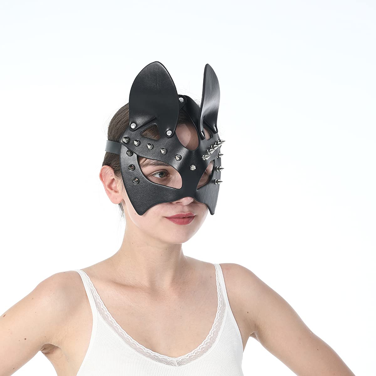 Mumbobyswim Women Cat Bunny Leather Masks Masquerade Mask for Cosplay Halloween Costume Accessory: Em-042