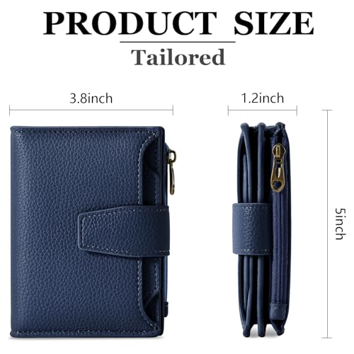 Image of Airkit Small Wallet Women RFID Blocking Soft Leather Bifold Compact Card Holder Wallet for Women with Zipper Coin Pocket 4 ID Window