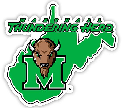 Marshall Thundering Herd 4 Inch State Shape Vinyl Decal Sticker 4-Pack Officially Licensed Collegiate Product