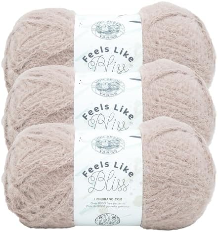 Lion Brand Yarn Feels Like Bliss, Bulky Yarn for Knitting, Cocoa,...