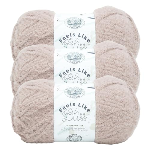Image of Lion Brand Yarn Feels Like Bliss, Bulky Yarn for Knitting, Cocoa, 3 Pack