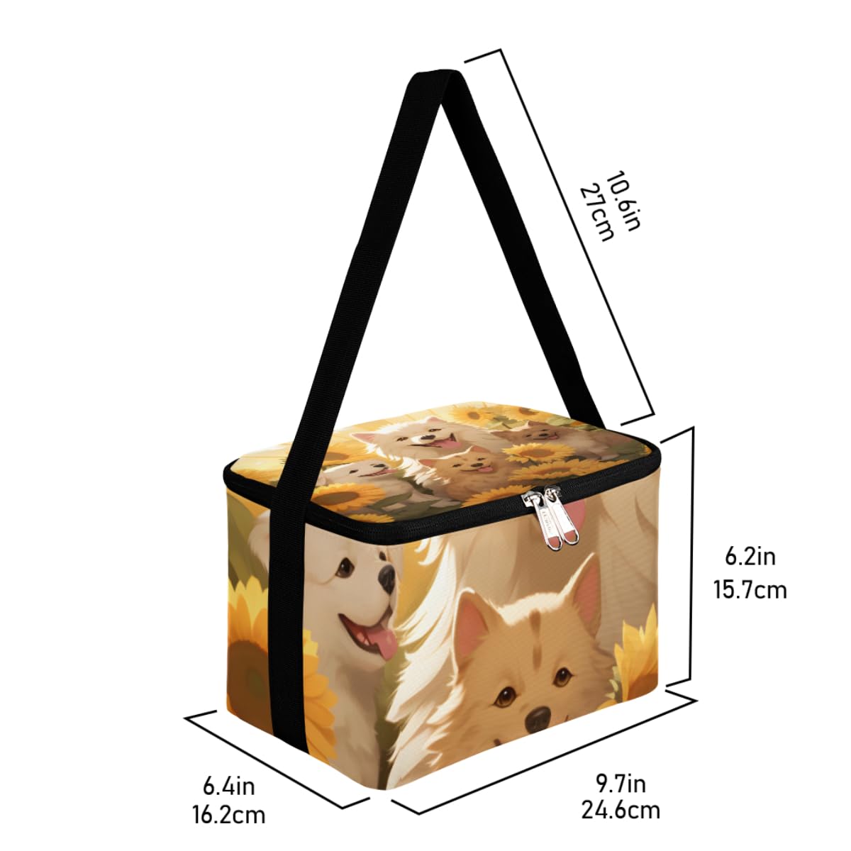 GzLeyigou Lunch Bags for Women Men 9 Cans,Cartoon Cute Corgi Hot & Cold Food Delivery Bag Insulated Grocery Bag Insulated Lunch Box Sunflower Cooler Bag for Office Work Picnic Beach