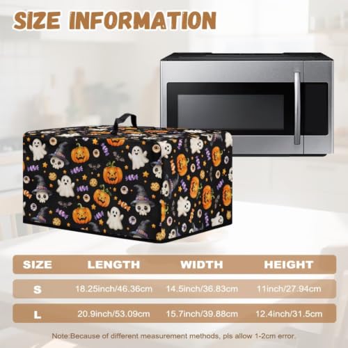 Image of Convection Oven Cover for Halloween Decor Smart Microwave Oven Cover for Countertop, L, 20.9 x 15.7 x 12.4 Inches, Cute Ghost Pumpkin Black