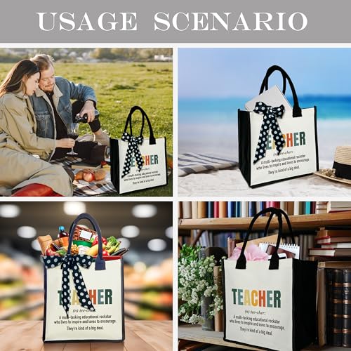 Teacher Shoulder Beach Bag - Teacher Appreciation Canvas Tote Bag Gifts4