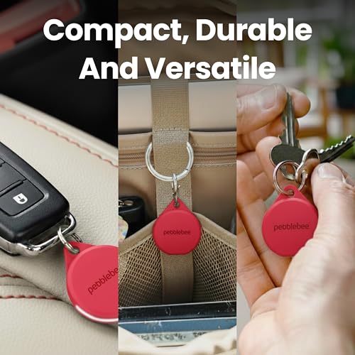 Image of Pebblebee Clip 5 | Rechargeable Bluetooth Tracker Tag for Keys | Alternative to Air Tag & Android Trackers | 130 dB Siren, Bright LED Strobe, 12-Month Battery, Alert Safety Mode | Hot Coral
