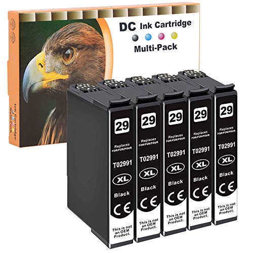 D&C 5 Cartuchos de Tinta Negra de 15 ml compatibles con Epson 29 29XL BK para Epson Expression Home XP 330 XP 330 Series XP 332 XP 335 XP 340 XP 342 XP 345 XP 352 XP 355 XP 430 XP 430 XP 432 XP 435