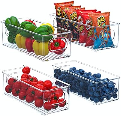 14 Pack Clear Refrigerator Organizer Bins with Lid, 3 Size Stackable Fridge Organization