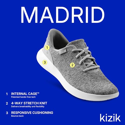 Kizik Slip On Sneakers: Madrid - Comfortable All-Day Wear, Hands Free Convenience, Breathable Knit Top, Mens & Womens Walking Shoes with Arch Support - Regular Width3