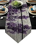 BetterDay Cotton Linen Table Runner Vintage Lavender Flower 13x70 Inch Burlap Table Runners for Part