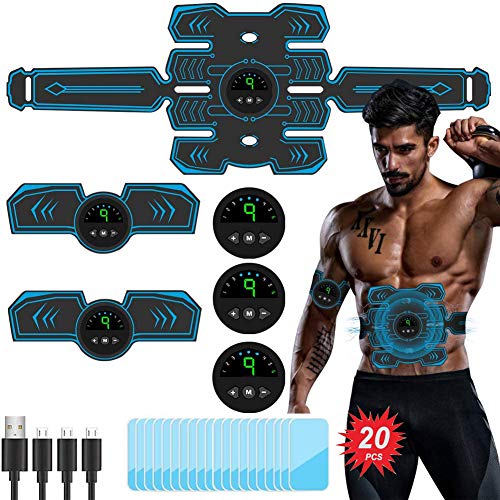 TouchSKY EMS Electroestimulador Muscular Abdominales, USB Recargable EMS Estimulador Muscular Abdominales ABS Estimulador Muscular para Abdomen/Cintura/Pierna/Brazo