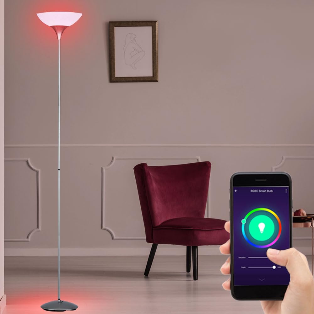 Smart Home Steh Lampe Decken Fluter App-und Sprachsteuerung Leuchte dimmbar im Set inkl. RGB LED Leuchtmittel