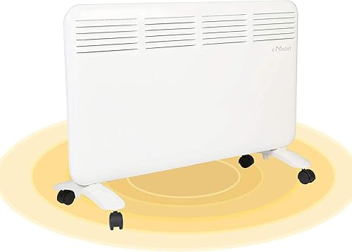 Miniatura 7 de Calentador de espacio, calentador convector eléctrico de 1000 W con ruedas independientemontado en la pared, panel calentador inteligente, pantalla