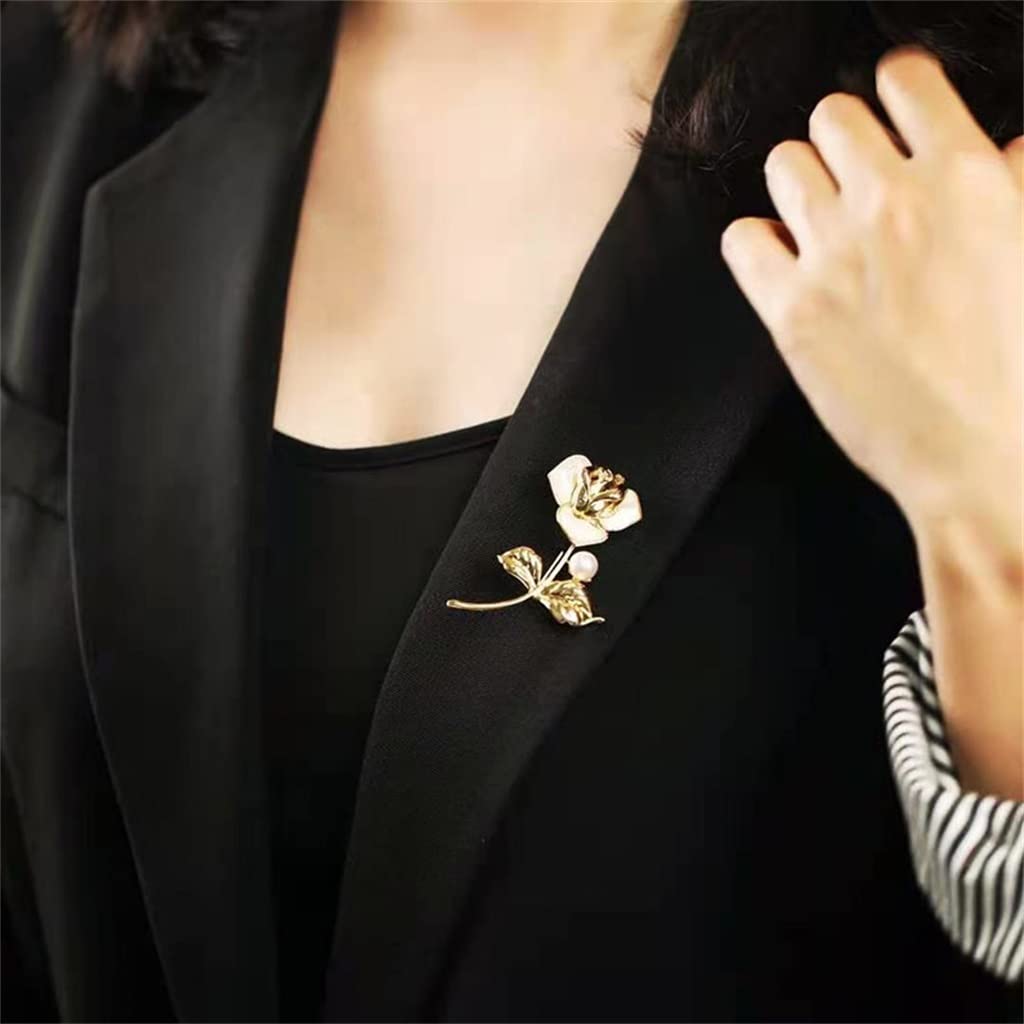 Broche de Rosa para Mujer, Broche de Flor de Perla de Concha de imitación, Chaqueta versátil, Broche para Traje, joyería de Boda, Regalo, Accesorios de Ropa