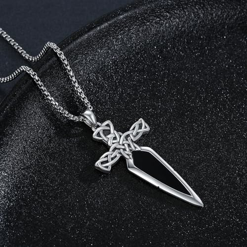 Sword Necklace 925 Sterling Silver Dagger Pendant Necklace Retro Gothic Jewelry Gifts for Men Father Women2