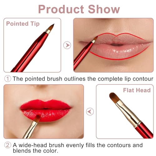 simarro Versenkbarer Lippenpinsel für Lippenstift, 2Pcs Metall Doppelendig Reise Lippen Makeup Pinsel ragbarer Lippenstift Lip Gloss Pinsel mit Hülle Concealer Makeup Werkzeug (Rosa+Rot)